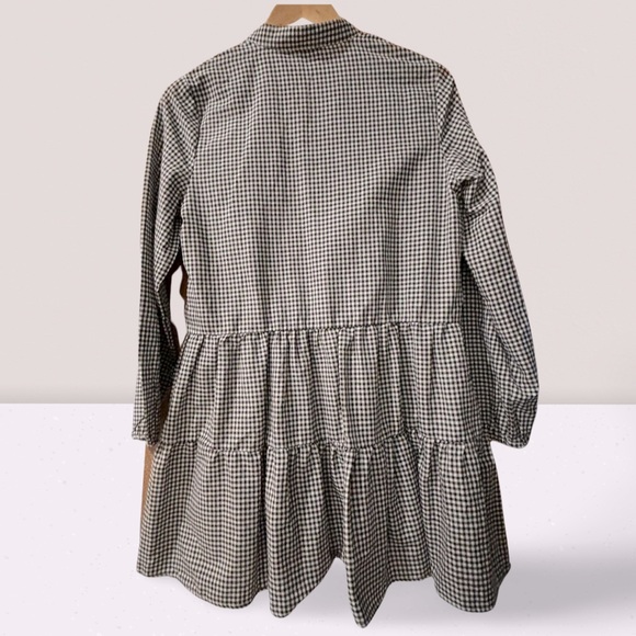 Black & White Gingham Pattern Button-up Tiered Mini Dress - Picture 5 of 7